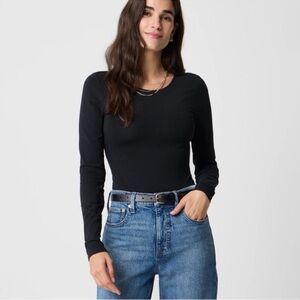 J.Crew Long-sleeve stretch cotton-blend bodysuit